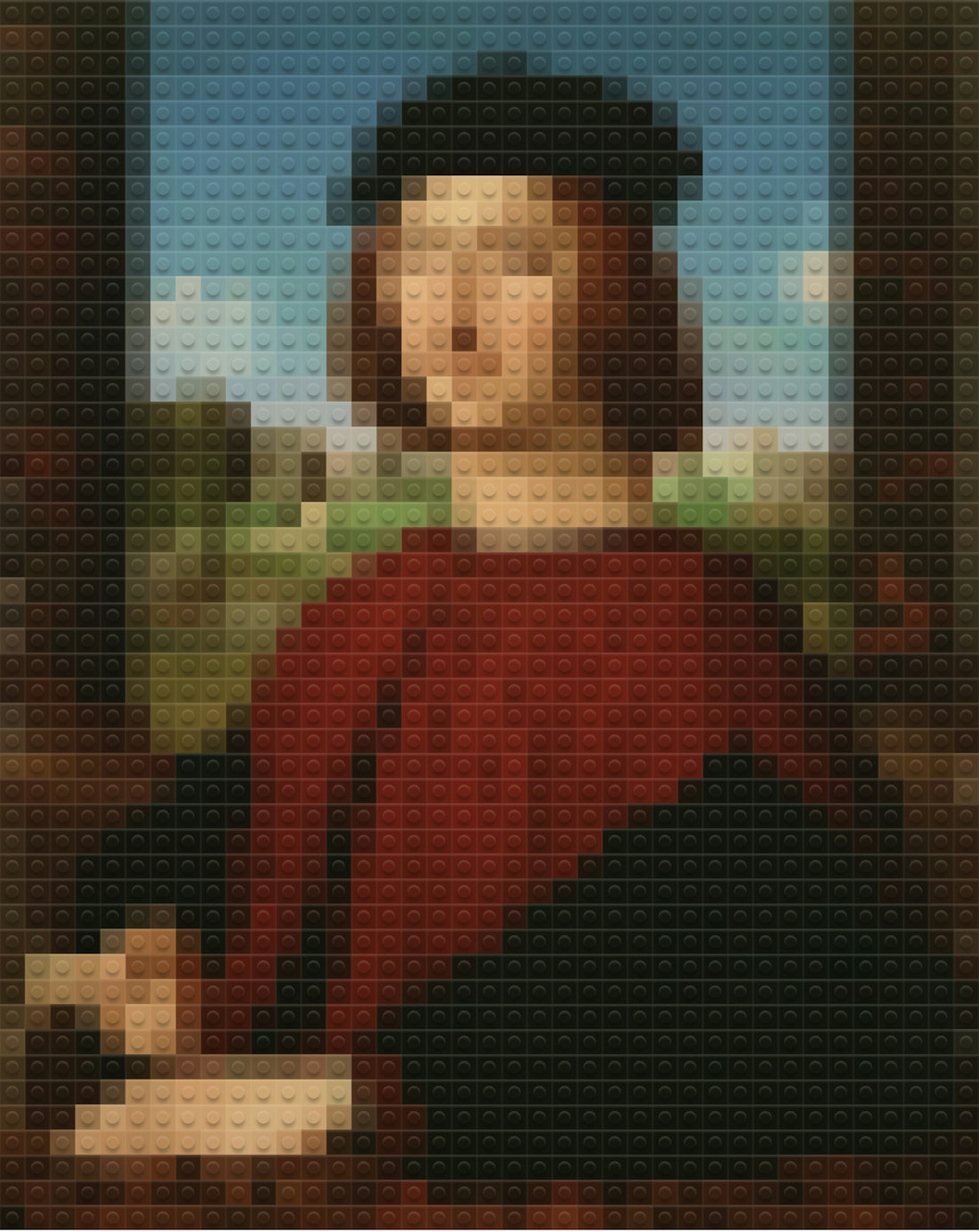 a close up of a painting of a woman